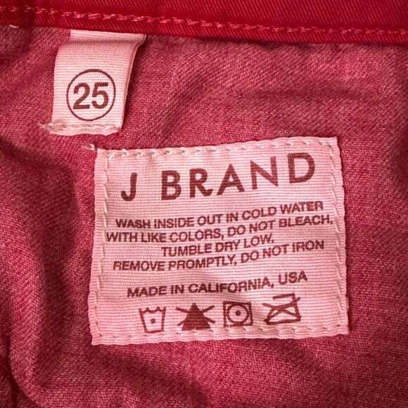 J Brand Zoey Pant Womens 25 Great Red Skinny Corduroy Ankle Zip Stretch Low Rise - Picture 9 of 13